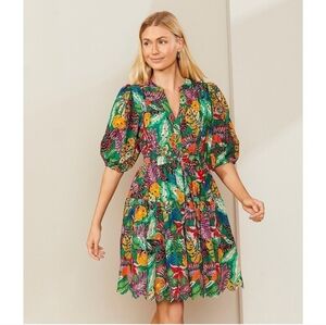Gibson Latimer Green Puff Sleeve Mini Dress for Weddings